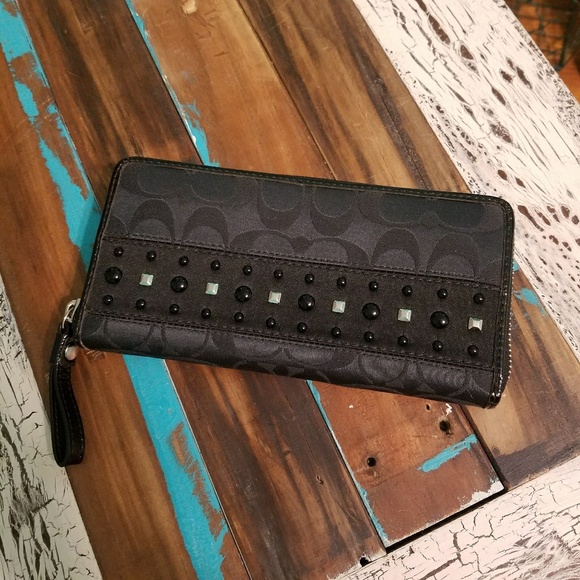 Coach Handbags - Coach Black Signature Studded Wallet